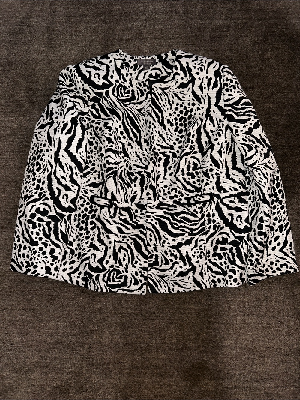 Liz Claiborne Black and White Animal Print Blazer